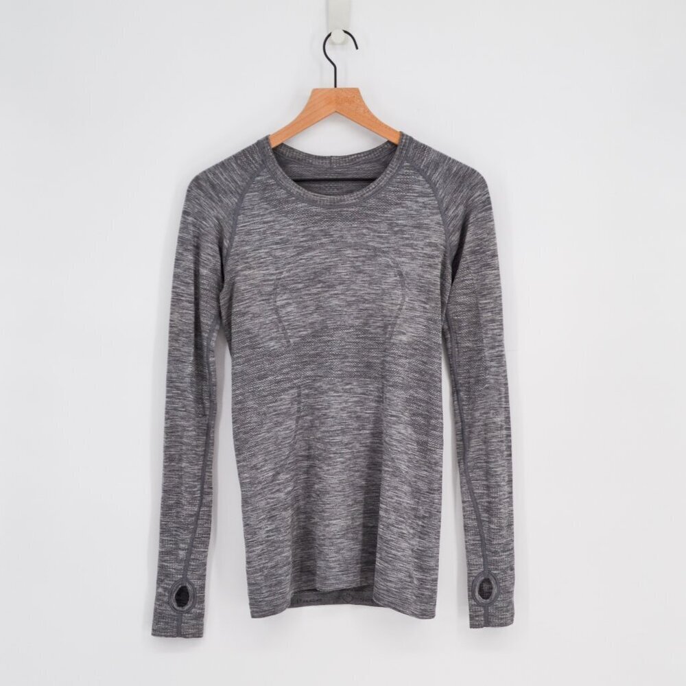 Lululemon Swiftly Tech Long Sleeve Crew Top Slate Grey White Running Women's 6 - Picture 3 of 8